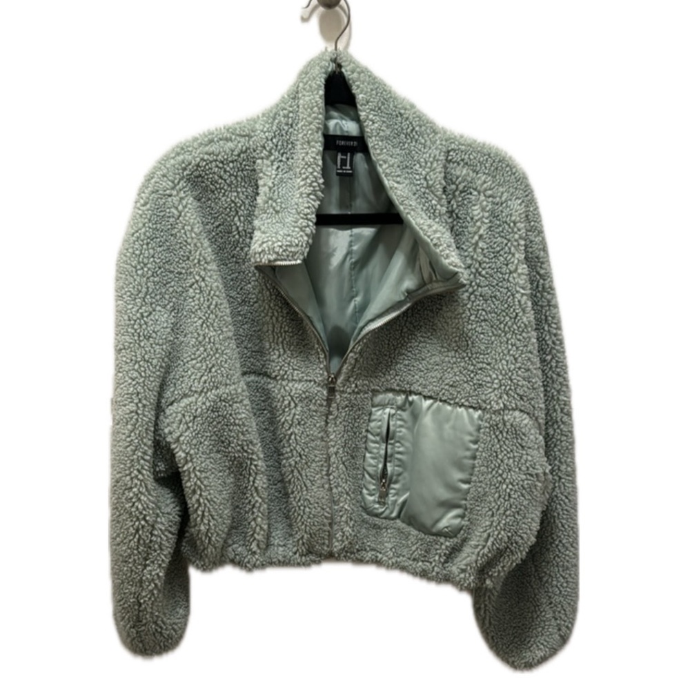 Green Fuzzy Zip-Up Jacket